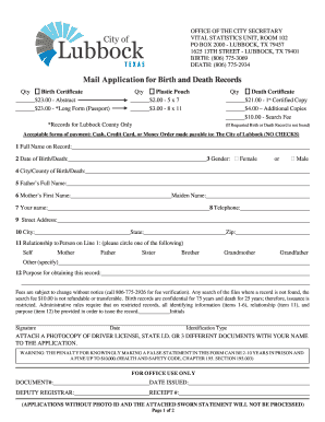 Texas Birth and Death Certificate Application