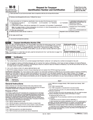 IRS Form W-9 Request for Taxpayer Identification Number and Certification