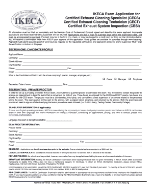 IKECA Exam Application for Certified Exhaust Cleaning