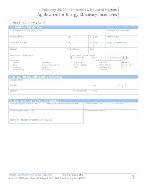 Efficiency United Commercial & Industrial Energy Incentives Application