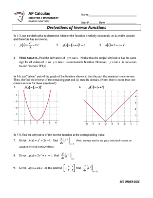 AP Calculus Derivatives of Inverse Functions - TeacherWeb - liberty kernhigh