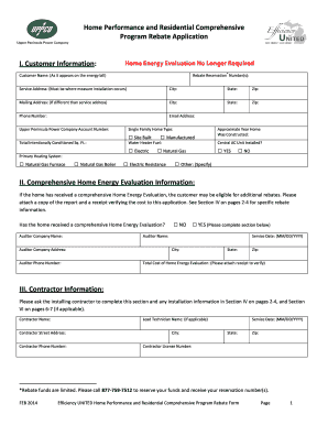 Home Performance Rebate Application