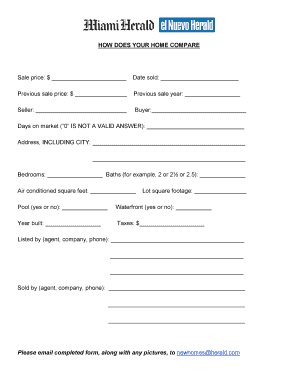 Real Estate Comparison Form