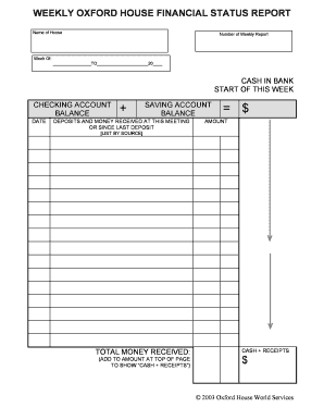 Oxford House Financial Status Report