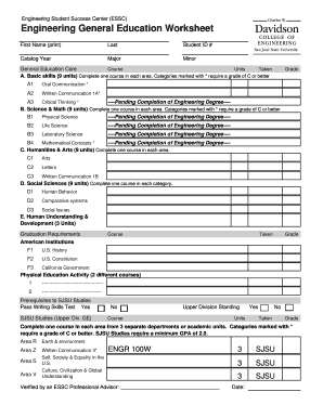 Engineering General Education Worksheet