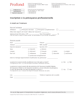 Inscription à la prévoyance professionnelle