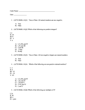 Mathematics Assessment Form