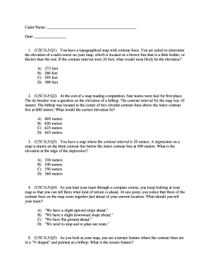 Cadet Topographical Map Quiz