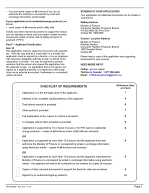 British Columbia PST Refund Application