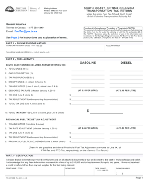 South Coast British Columbia Transportation Tax Return
