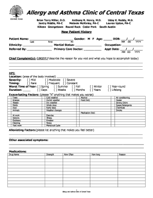 New Patient History Form