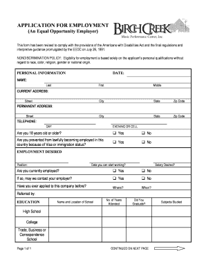 Application for Employment