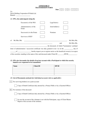 Transmission Form for Securities