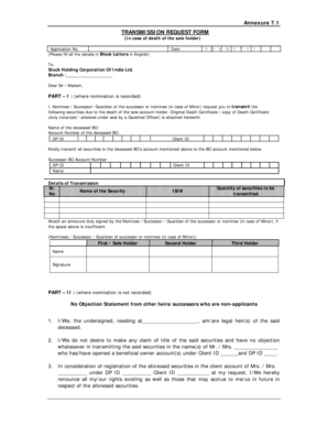 Transmission Request Form for Securities