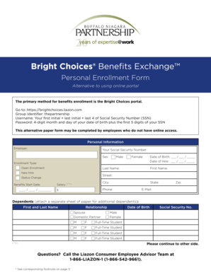 Bright Choices Benefits Enrollment Form