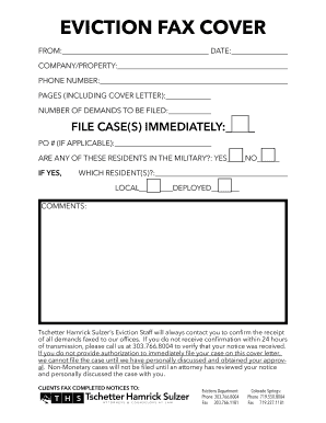 Eviction Fax Cover Sheet