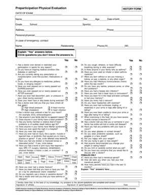 Preparticipation Physical Evaluation Form