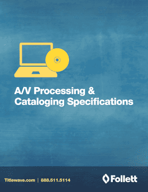 A/V Processing & Cataloging Order Form