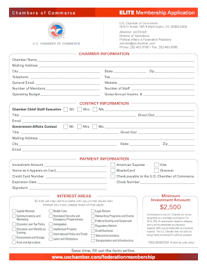 U.S. Chamber of Commerce Elite Membership Application