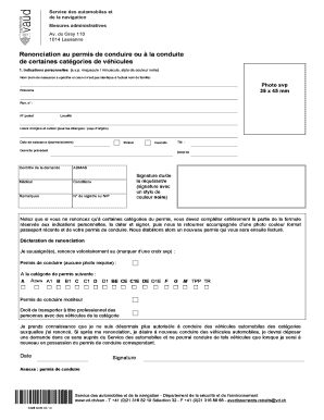 Renonciation au permis de conduire