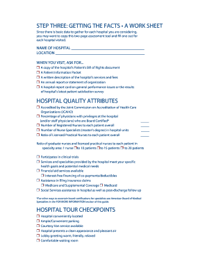 Hospital Assessment Worksheet