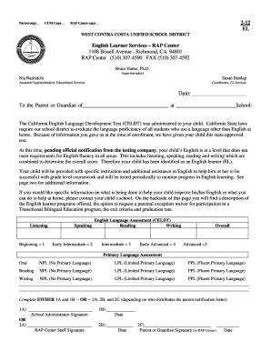 California CELDT English Learner Notification