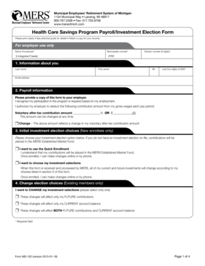 Michigan Health Care Savings Program Payroll/Investment Election Form