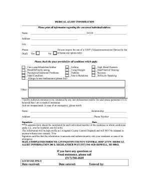 Medical Alert Information Form