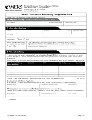 Defined Contribution Beneficiary Designation Form