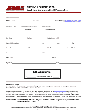 ARMLS MLS Subscriber Information & Payment Form