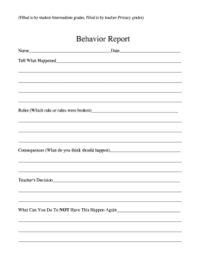 Behavior Report Form