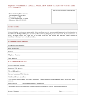 Ohio CLE Activity Credit Request Form