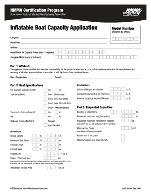 NMMA Inflatable Boat Capacity Application