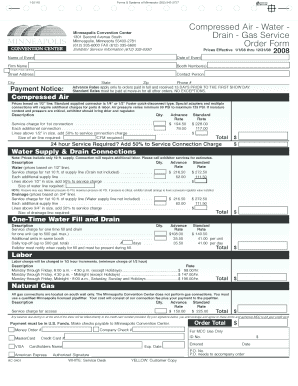 Minneapolis Convention Center Service Order Form