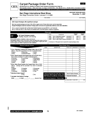 Carpet Package Order Form