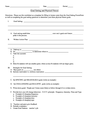 Goal Setting and Physical Fitness Worksheet