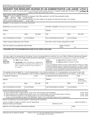 Request for Medicare Hearing by Administrative Law Judge