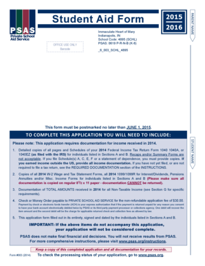 Student Aid Form 2015