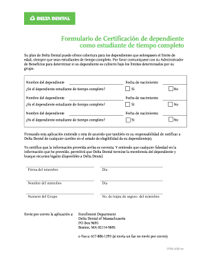 Formulario de Certificación de dependiente