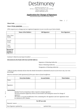 Application for Change of Signature
