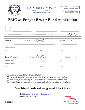 BMC-84 Freight Broker Bond Application