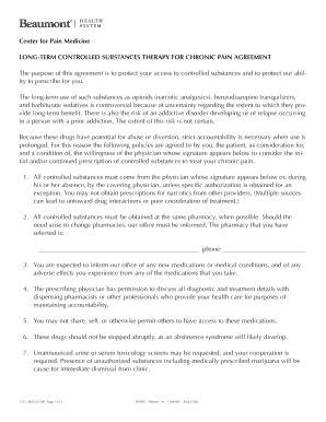Long-Term Controlled Substances Therapy Agreement