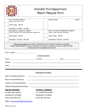 Chandler Fire Department Report Request Form