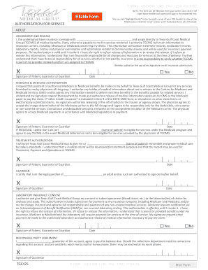 Authorization for Medical Service and Insurance Release