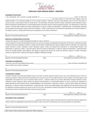 Texas Pediatric Medical Authorization Form