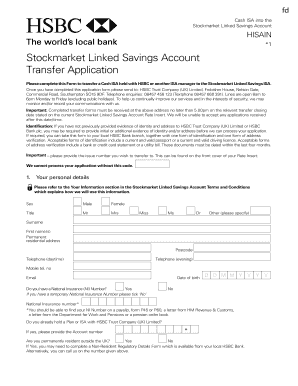 Stockmarket Linked Savings ISA Transfer Application
