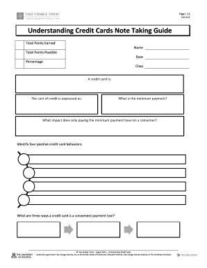 Understanding Credit Cards Note Taking Guide