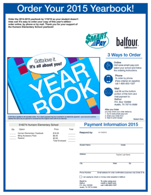 2015 Yearbook Order Form