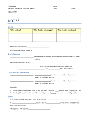 Investing in Stocks and Bonds Educational Worksheet