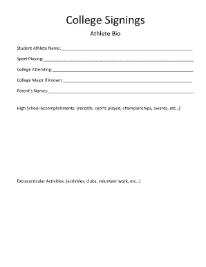 College Signing Form
